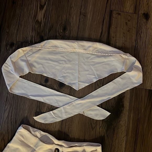 size large tan pants and strapless crop top set - Picture 5 of 8